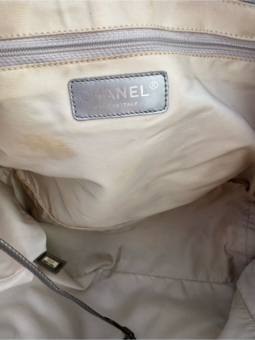 Authentic Chanel Repair Project Bag COA Gray CC Jacquard Tote Leather Handle - Picture 10 of 17